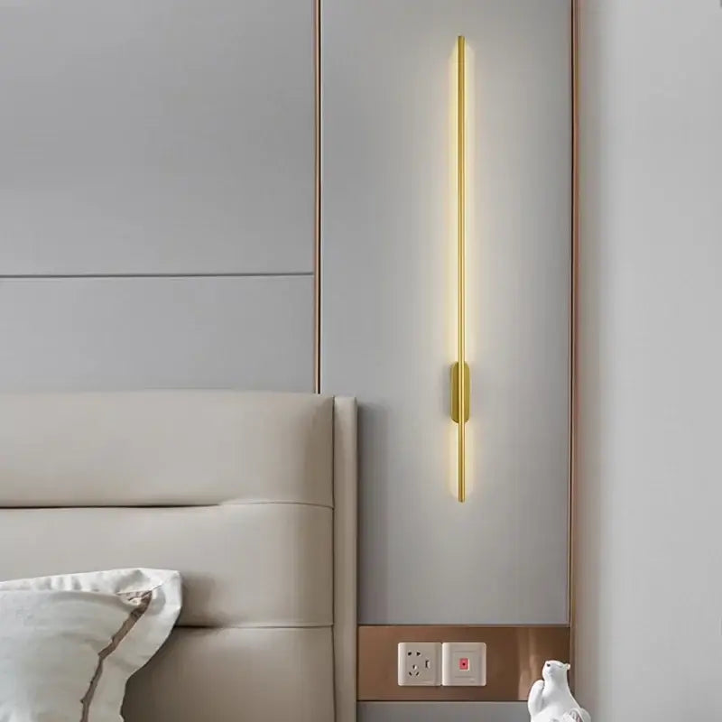 Decorbites™ black gold-toned led wall lights with a sleek linear design for modern bedroom living room kitchen décor