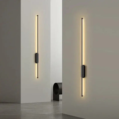 Decorbites black led wall lights minimalist linear wall sconce with sleek metallic finish and warm ambient lighting