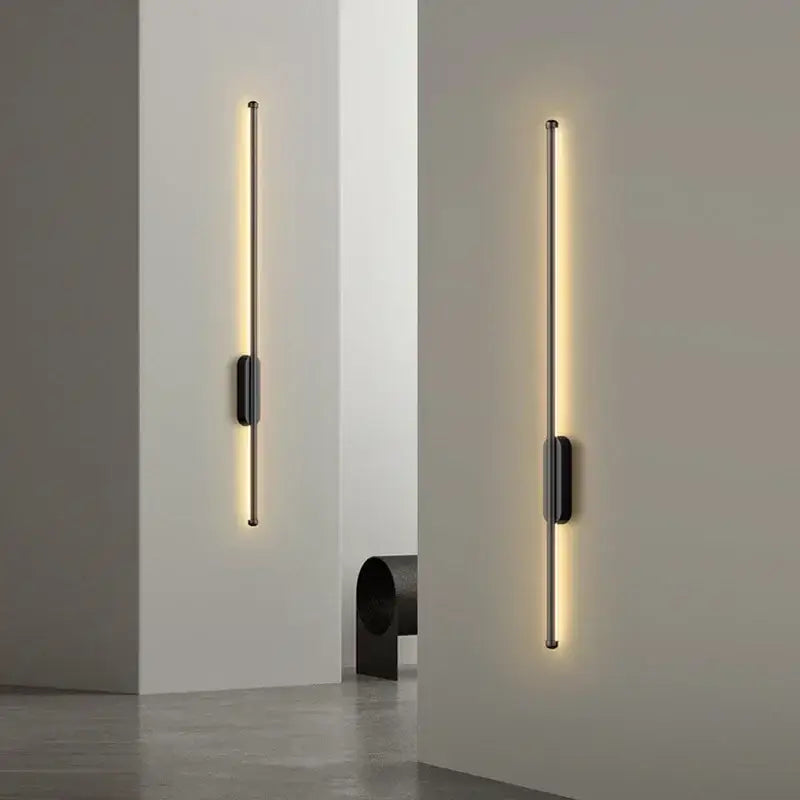 Decorbites black led wall lights minimalist linear wall sconce with sleek metallic finish and warm ambient lighting