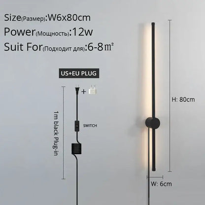 DecorBites black LED wall sconce minimalist cylindrical design with warm ambient glow for living room bedroom lighting