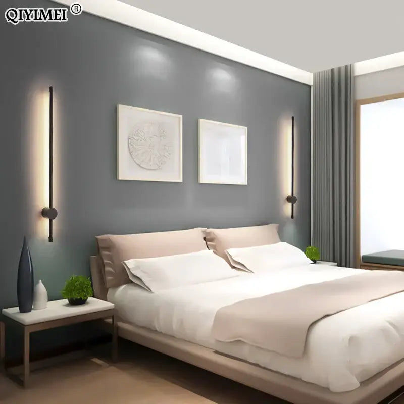 Modern black led wall sconce by DecorBites with sleek vertical design and circular bases for living room lighting