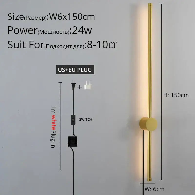 Gold-colored minimalist wall sconce with sleek cylindrical design and circular base for decorbites black led wall lighting