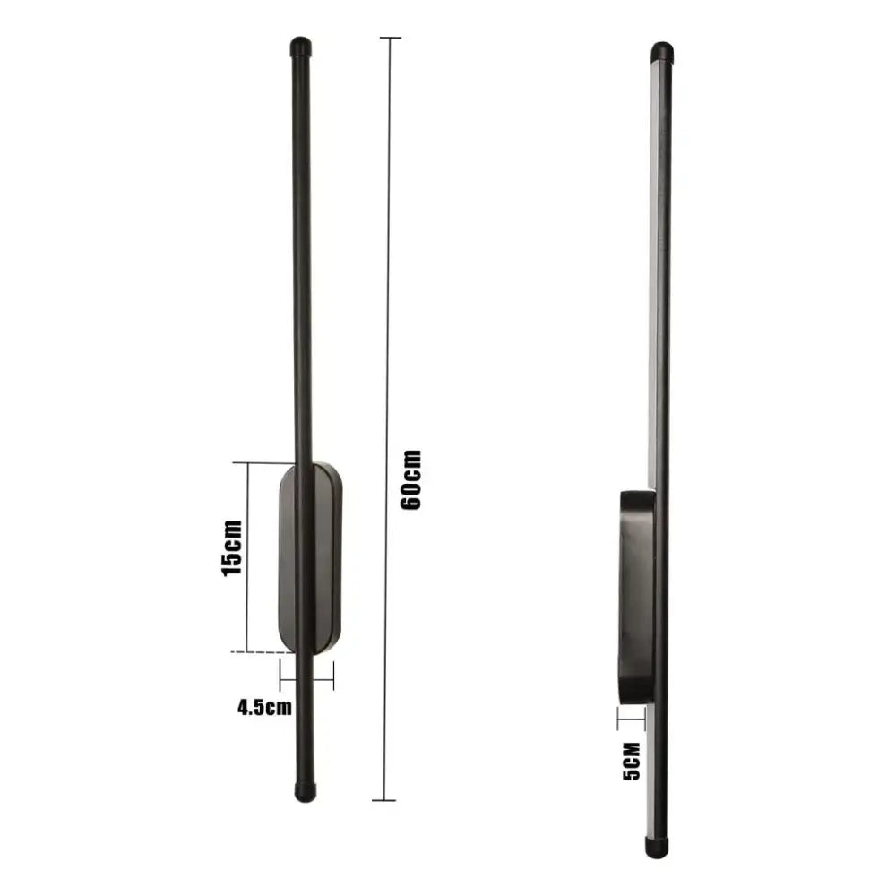 Decorbites black led wall sconce with black telescopic antenna 60cm long and sleek metallic rectangular base