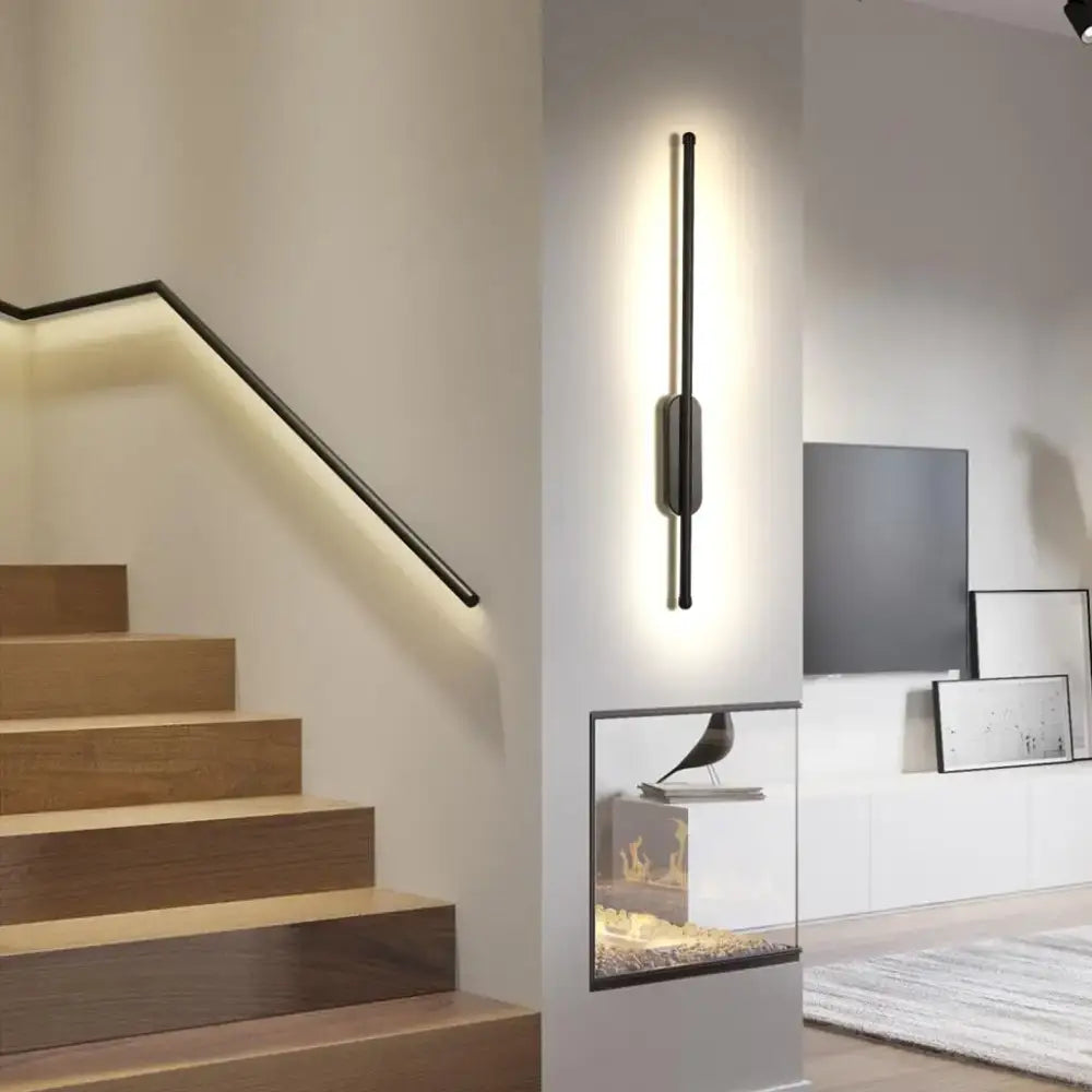 Decorbites black led wall sconce with sleek minimalist design and warm ambient lighting for modern home decor
