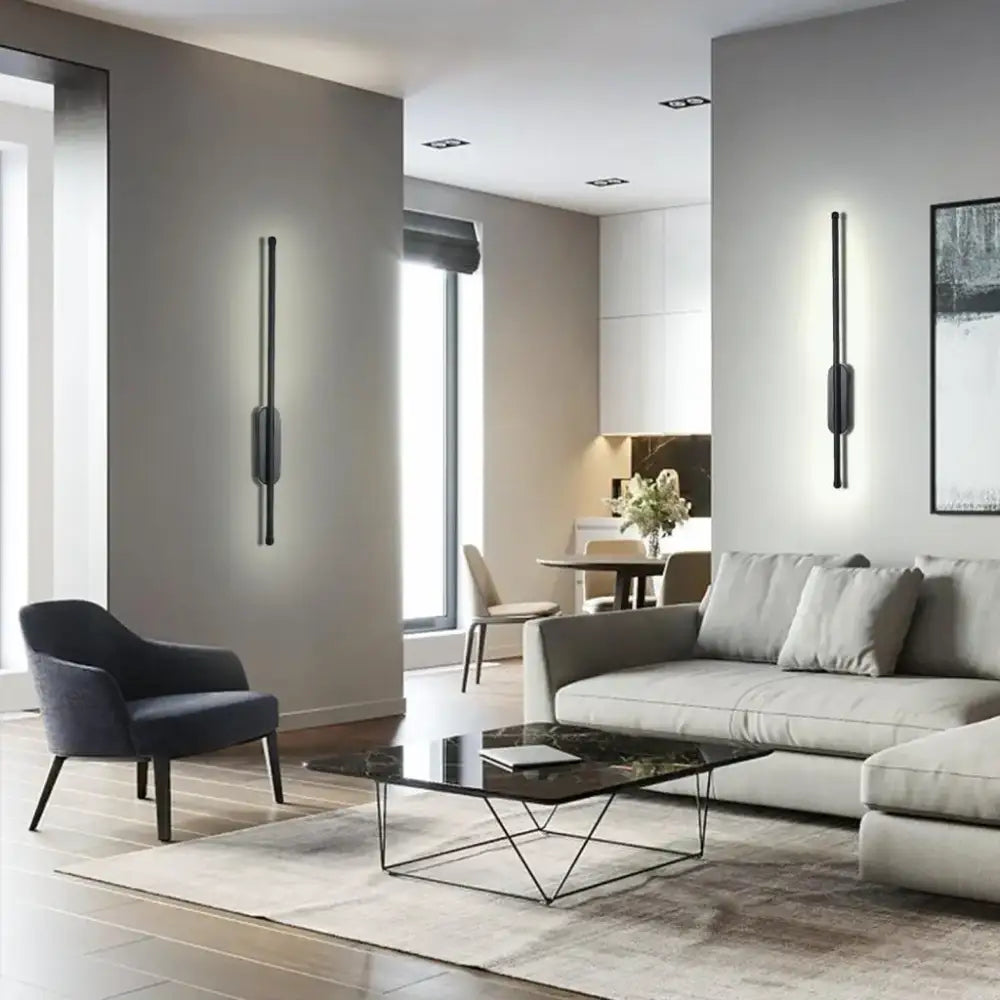 Modern black led wall sconce by decorbites with sleek vertical design and matte finish for minimalist home decor lighting