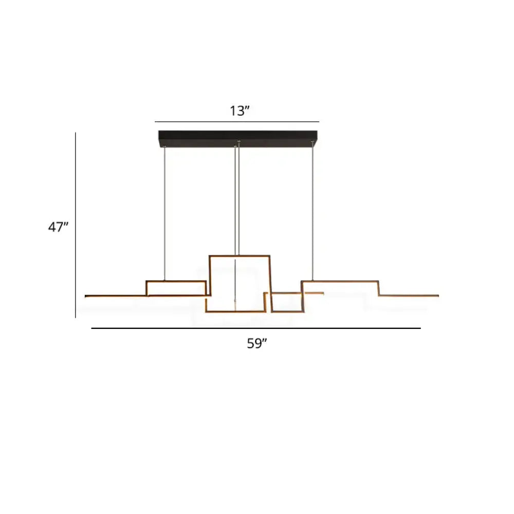 Modern black and brass geometric ceiling light with stepped design for dining room featuring adjustable color temperature