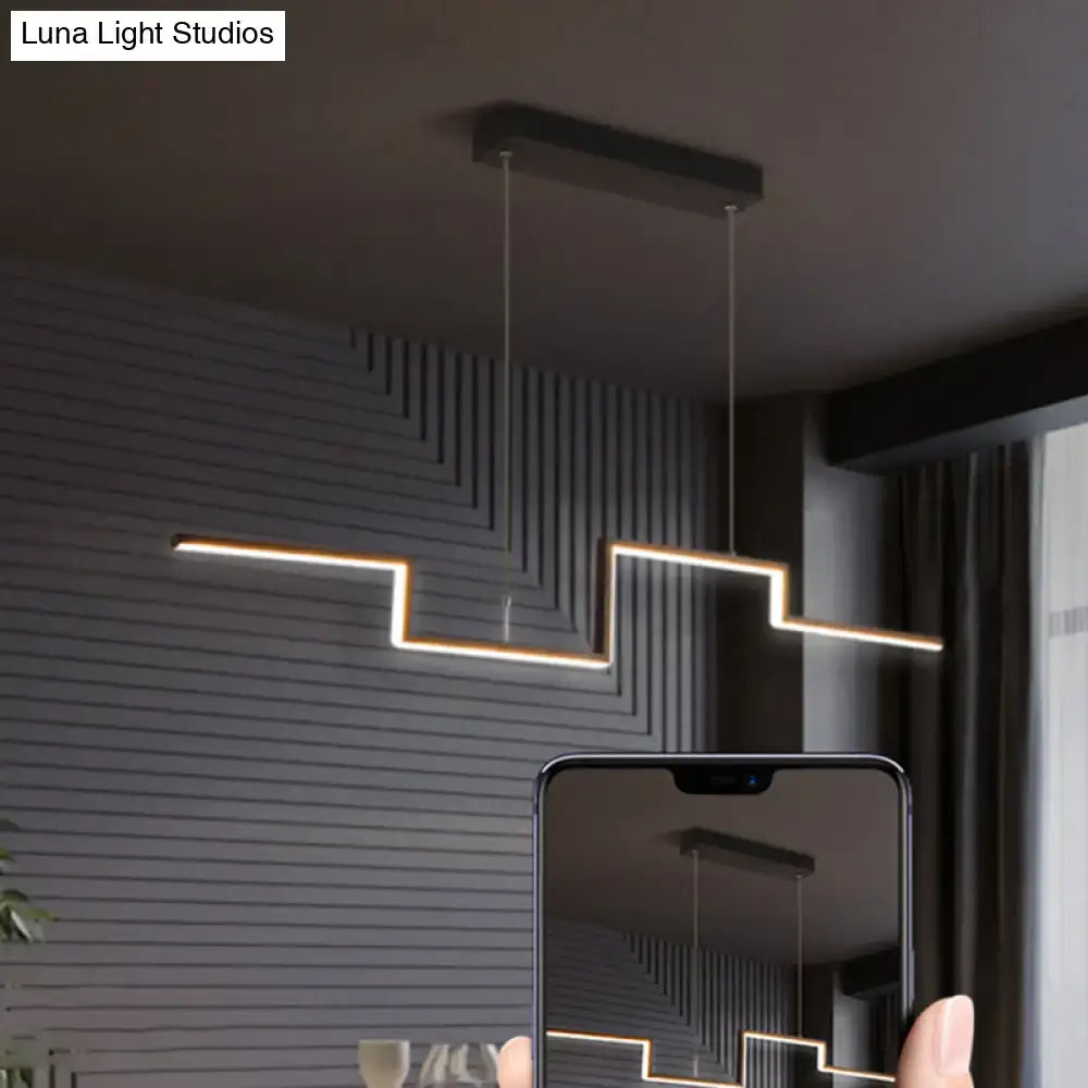 Modern black metal DecorBites™ pendant ceiling light with gold zigzag LED strip for dining room color temperature control