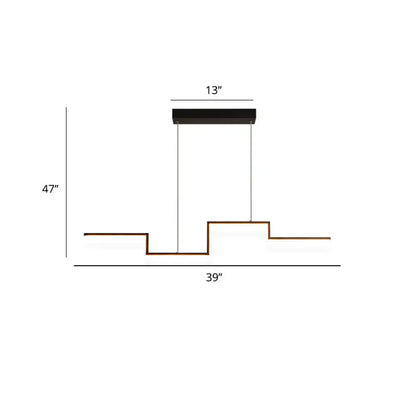 DecorBites Black line art metal hanging lamp with stepped copper base and 47 inch drop for dining room ceiling light color temperature