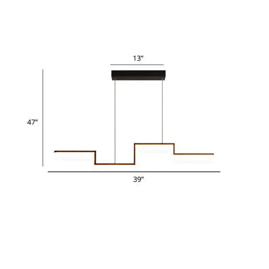 DecorBites Black line art metal hanging lamp with stepped copper base and 47 inch drop for dining room ceiling light color temperature