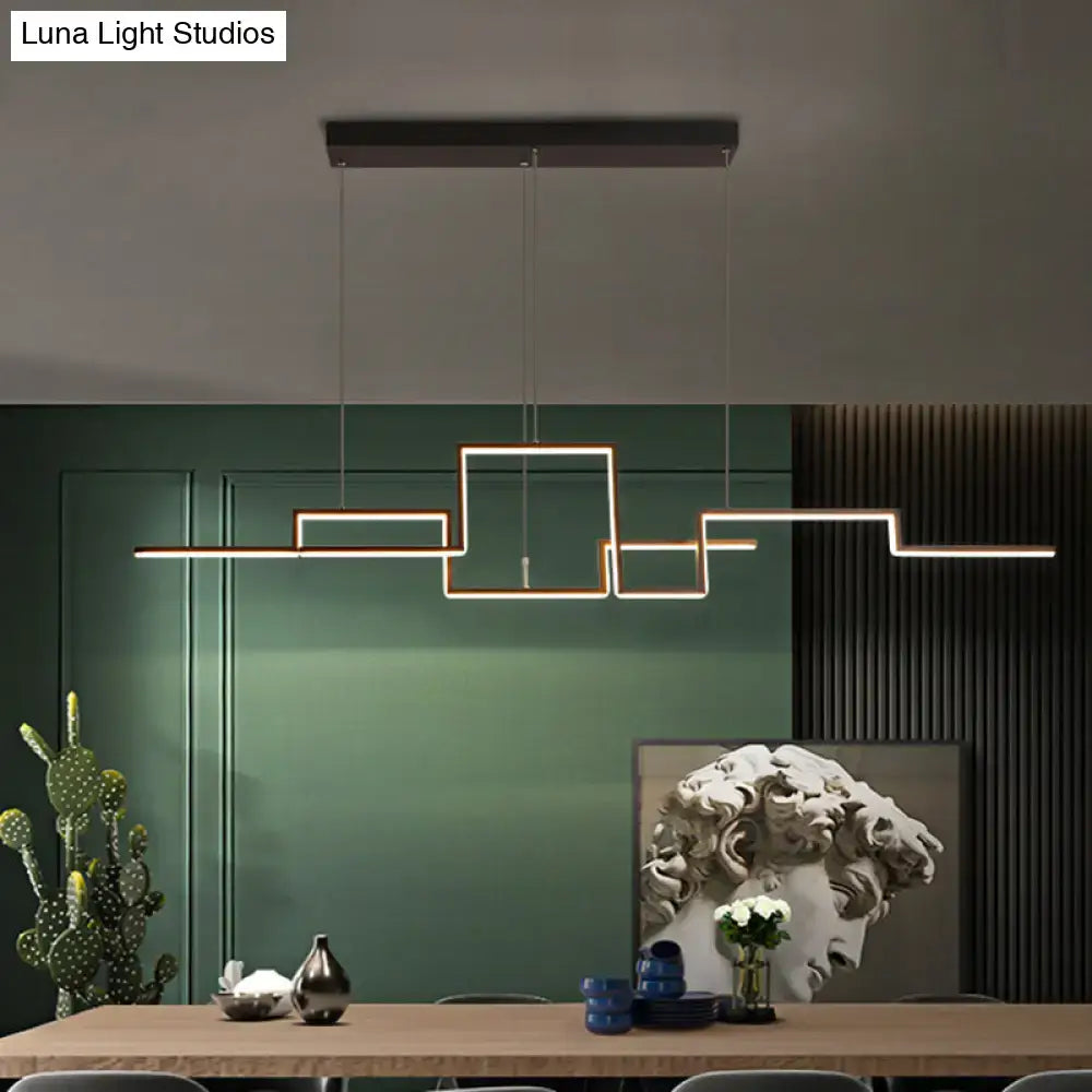 DecorBites™ black line art metal ceiling light with sleek rectangular fixture and warm color temperature for dining room