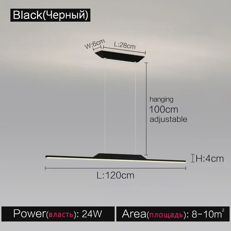 Black rectangular led ceiling light with adjustable hanging length from decorbites black line chandelier series