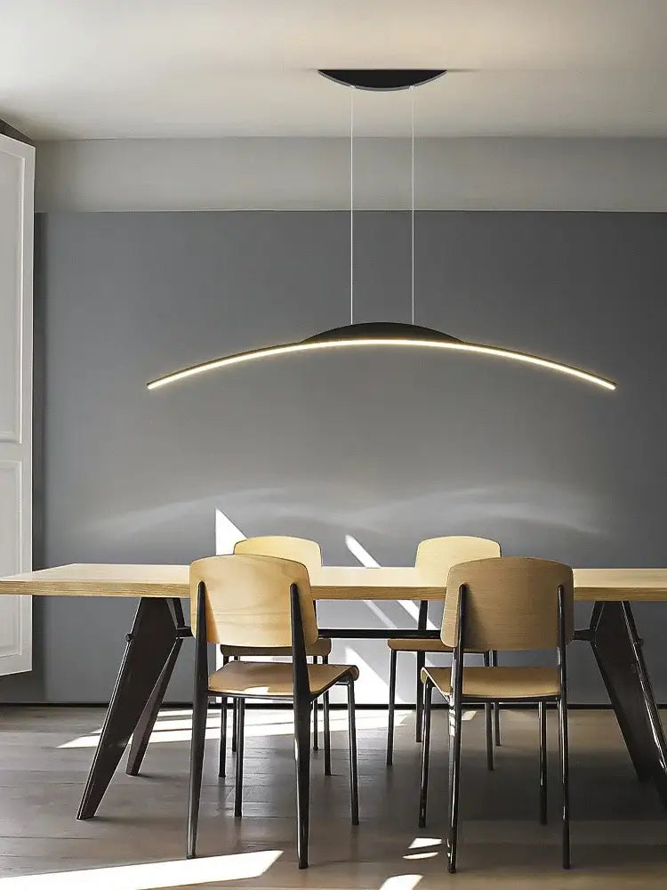 Modern black curved pendant light with sleek minimalist design in decorbites black line chandelier for luxury lighting