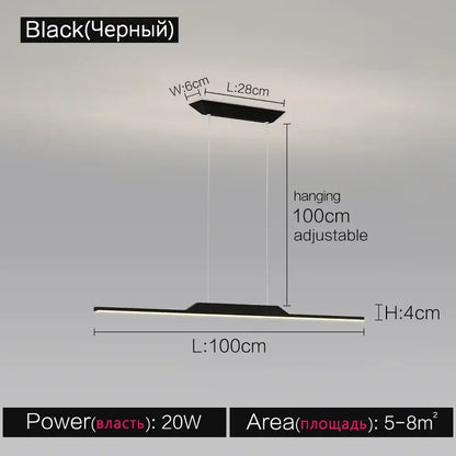 Black rectangular led ceiling light with adjustable hanging length in decorbites black line chandelier for luxury lighting