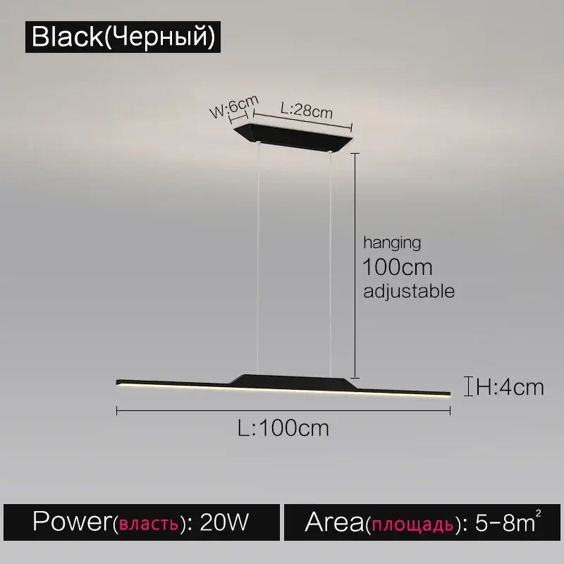 Black rectangular led ceiling light with adjustable hanging length in decorbites black line chandelier for luxury lighting