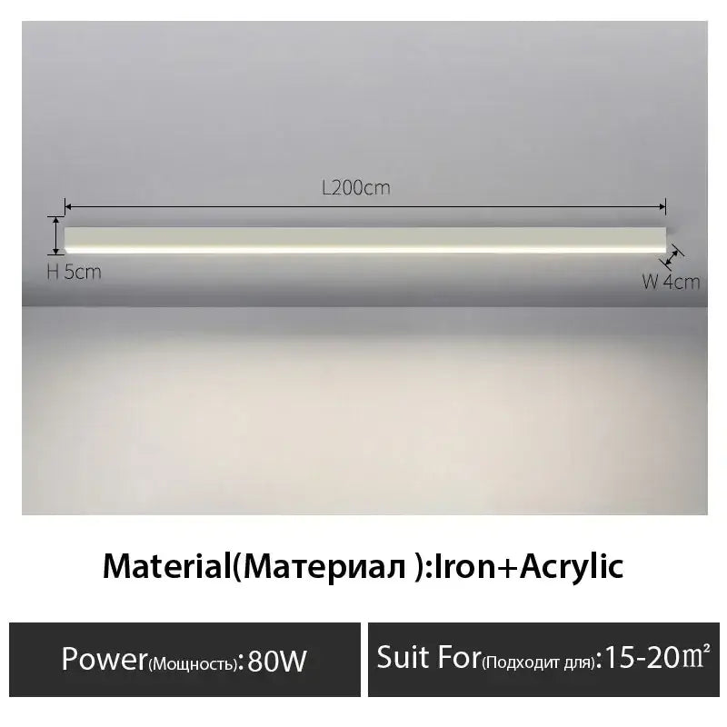 DecorBites black linear ceiling lamp with iron and acrylic construction emits soft white glow for living room and aisle