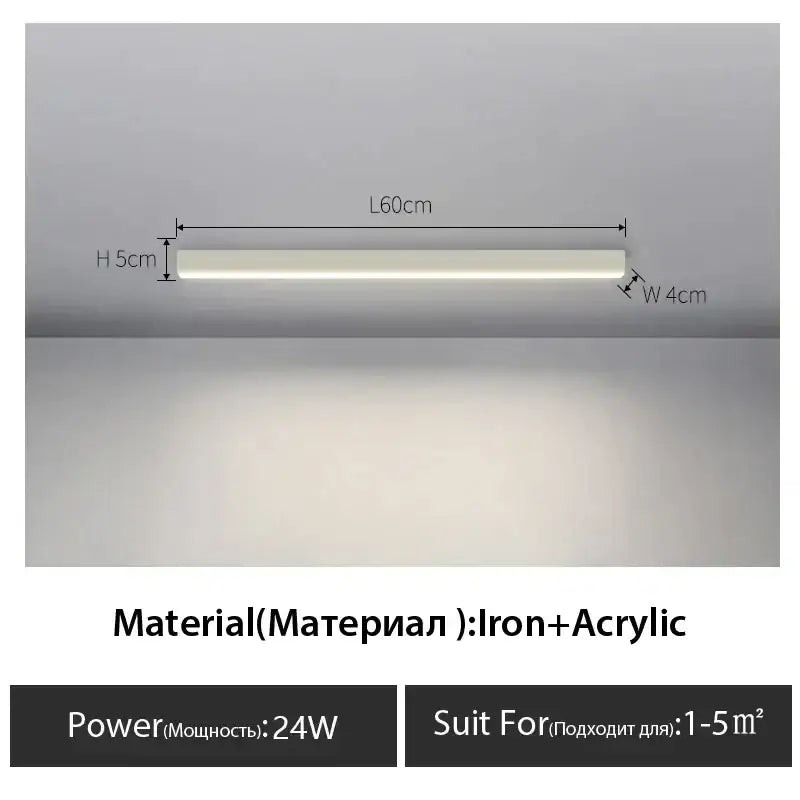 Decorbites black linear ceiling lamp with slim iron and acrylic design linear led fixture for living room and dining room