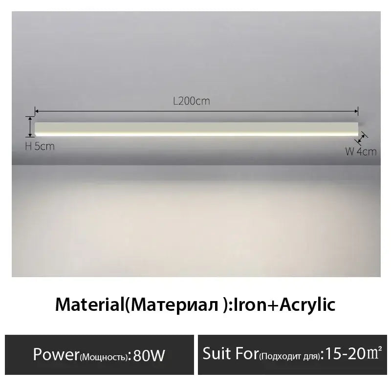 DecorBites black linear ceiling light 200cm sleek iron and acrylic minimalist black linear led fixture for modern spaces