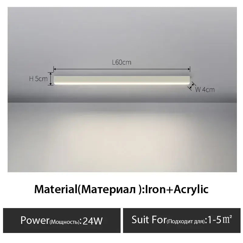 A sleek decorbites black linear 60cm ceiling light with iron and acrylic minimalist design for modern interiors