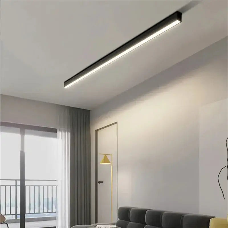 DecorBites black linear LED ceiling light in black with sleek modern design for aisle bedroom dining and living room decor