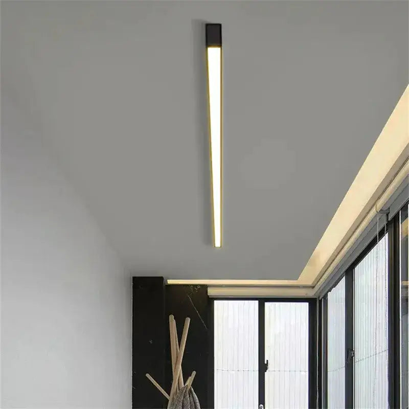 Modern decorbites black linear ceiling light with warm glowing illumination for bedroom dining living room use
