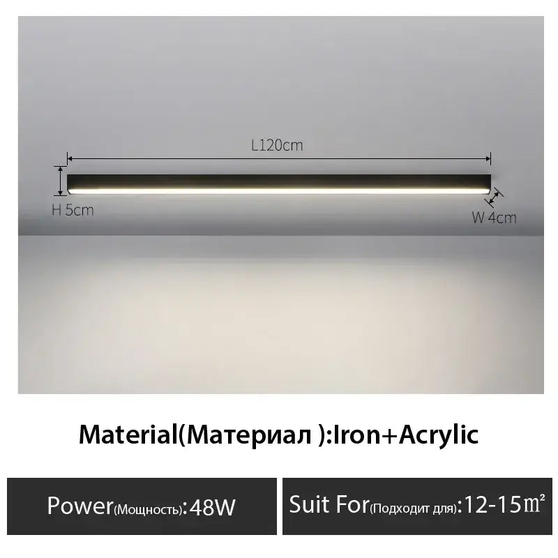 DecorBites black linear led ceiling light with sleek black iron and acrylic construction for modern living spaces