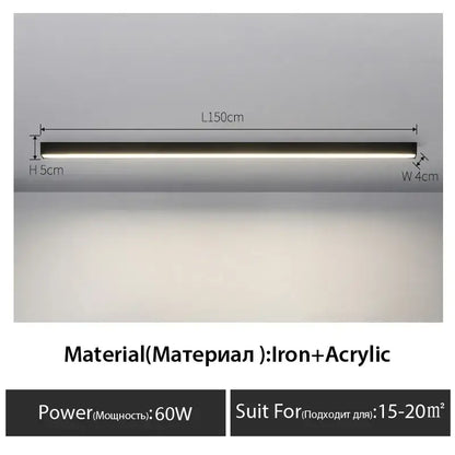 A sleek decorbites black linear ceiling light with black iron and acrylic finish for modern living spaces