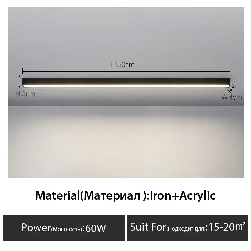 A sleek decorbites black linear ceiling light with black iron and acrylic finish for modern living spaces