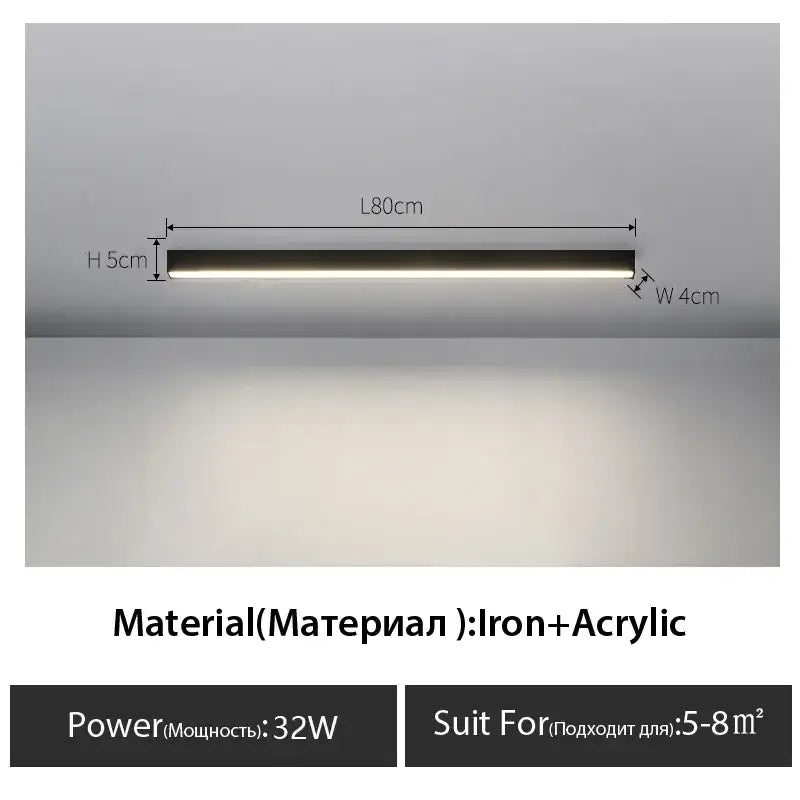 Modern minimalist decorbites black linear led ceiling light with black iron and acrylic frame emitting soft white light