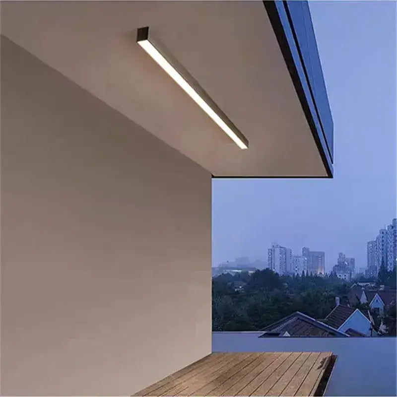 Modern minimalist decorbites black linear ceiling light with sleek rectangular design and warm white black linear led glow