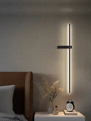 Decorbites black long strip wall lamp modern minimalist black cross-shaped wall sconce with integrated led lighting