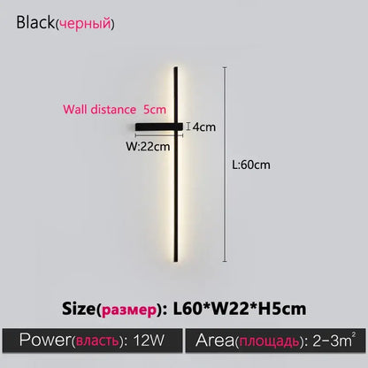 Black long strip wall lamp by decorbites features a minimalist black led fixture with warm modern illumination for living spaces