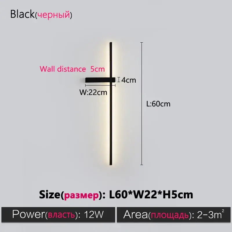 Black long strip wall lamp by decorbites features a minimalist black led fixture with warm modern illumination for living spaces