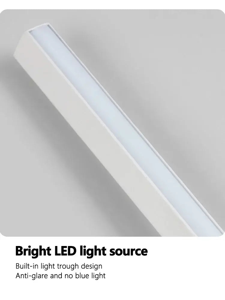 White rectangular led wall lamp with built-in trough design for anti-glare light in decorbites black long strip model