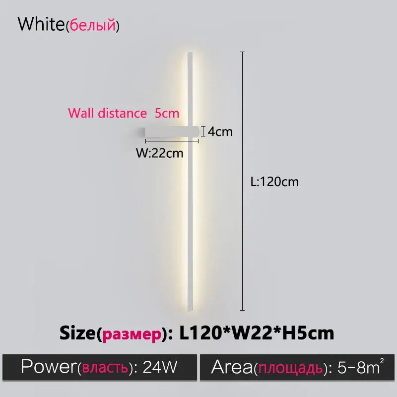 A sleek white wall lamp with a modern minimalist design by DecorBites black long strip for bedroom and living room use