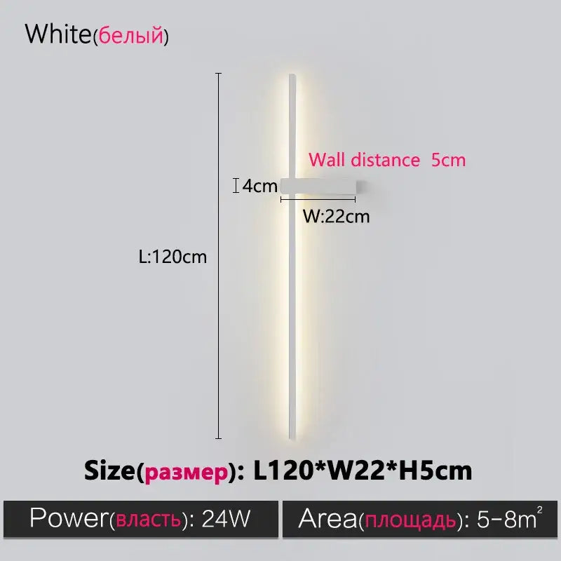 A sleek modern white led wall lamp decorbites black long strip with slim vertical design for bedroom and living room use