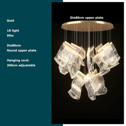 Gold-toned decorbites black love chandelier with 18 illuminated mesh fabric elements for dining room lighting