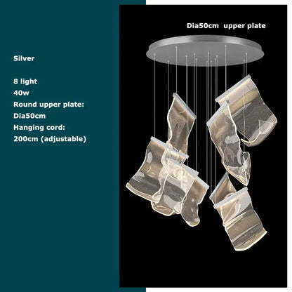 Silver modern decorbites black love chandelier with eight lights and mesh pendant elements for dining room lighting