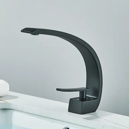DecorBites black luxury brass basin faucet mixer tap with matte finish and sleek curved modern design basin faucet
