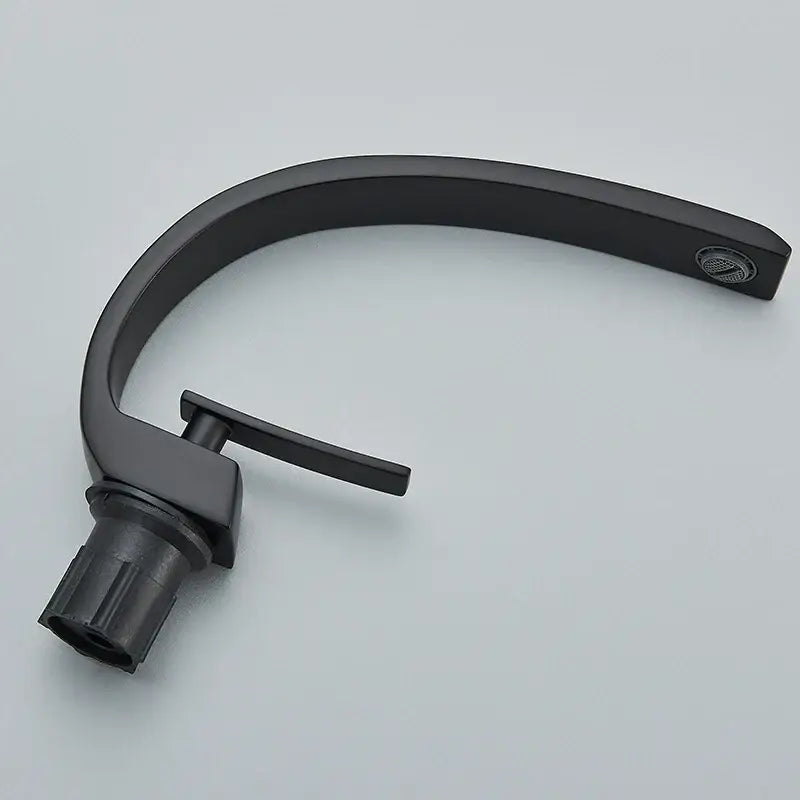 Black matte DecorBites™ luxury brass basin faucet mixer tap with sleek curved spout and minimalist handle