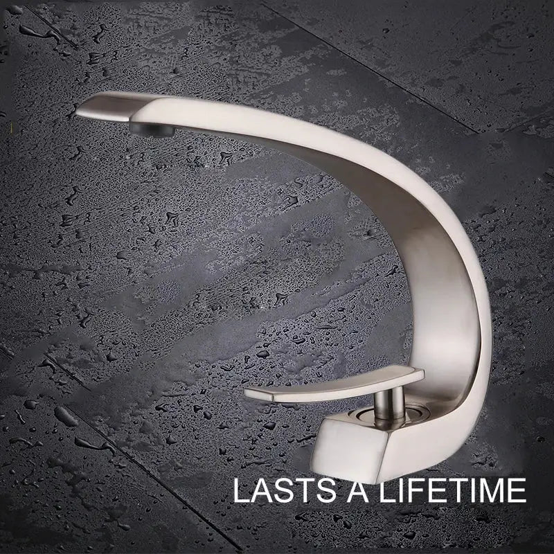 Decorbites™ black luxury brass basin faucet mixer tap with modern brushed nickel finish and sleek curved design basin faucet