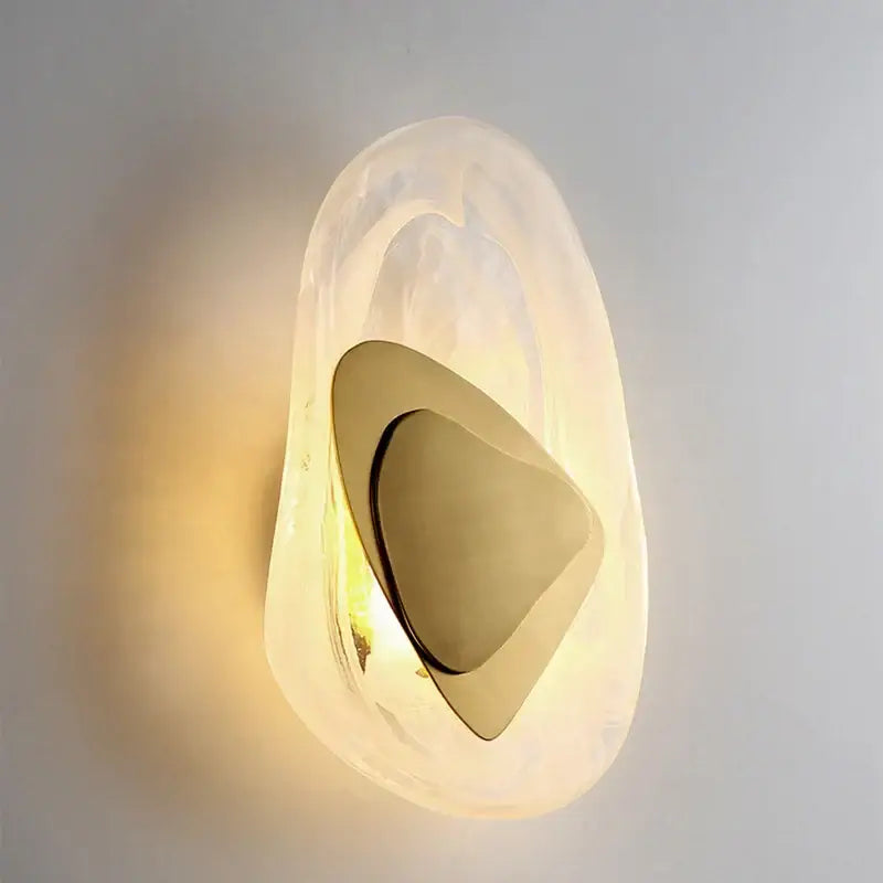 Modern DecorBites black luxury wall light with frosted glass and polished gold geometric detail for bedroom and living room