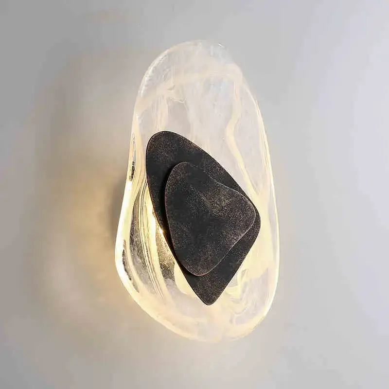 Translucent amber resin decorbites black luxury led wall light with dark bronze guitar picks for bedroom living room sconce lighting