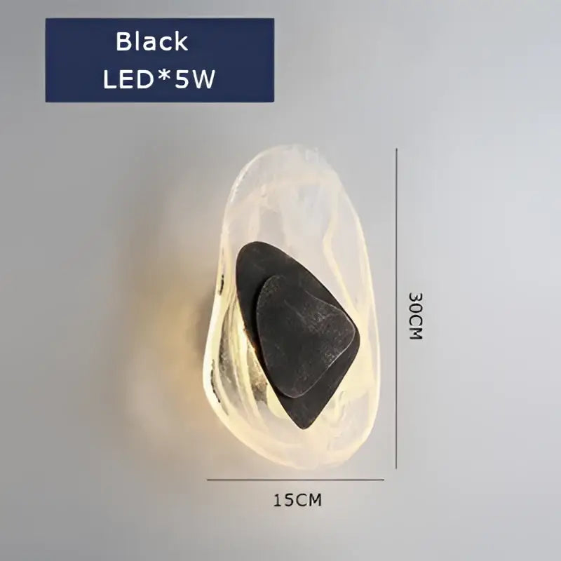 DecorBites black luxury LED wall light featuring black led sconce with translucent teardrop glass and black accent housing