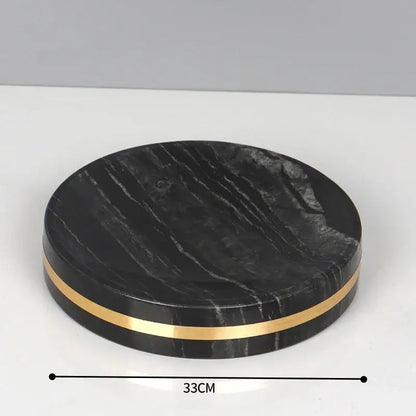Decorbites black marble coaster with sleek gold trim from marble bathroom accessories set for elegant black marble bathroom decor