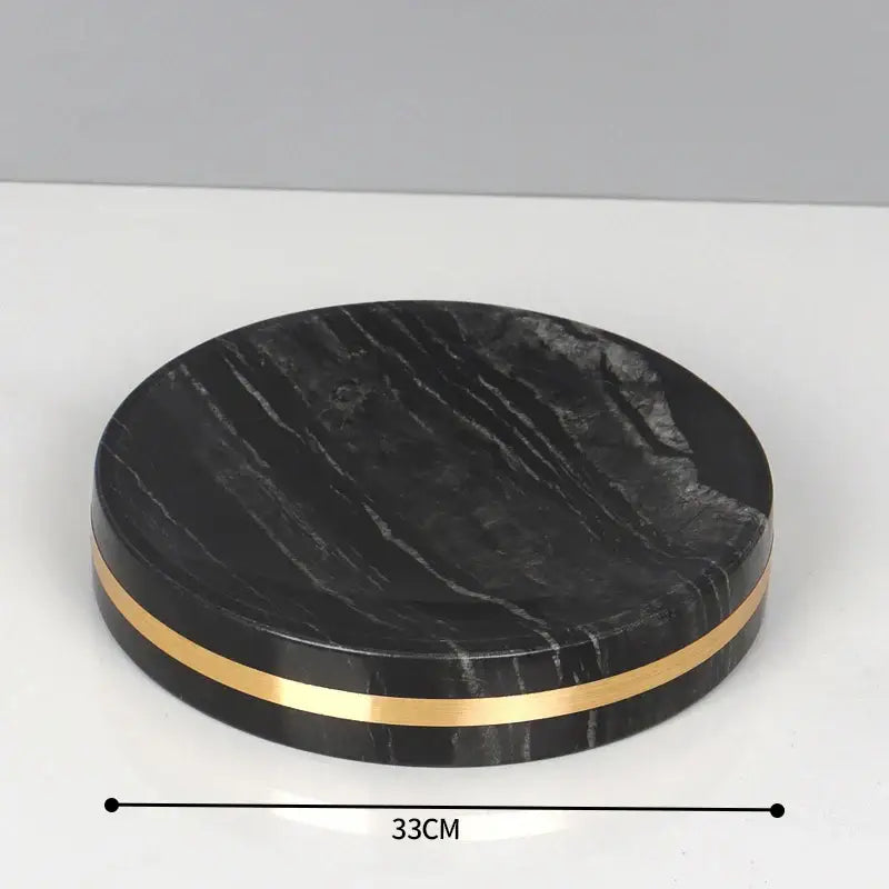 Decorbites black marble coaster with sleek gold trim from marble bathroom accessories set for elegant black marble bathroom decor