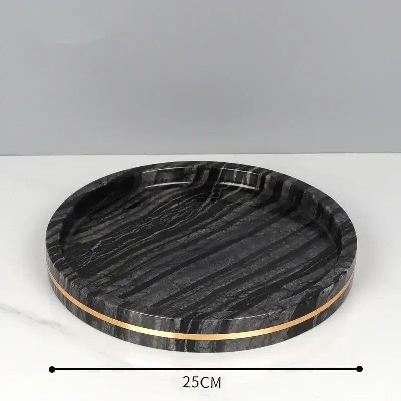 Black marble serving tray with sleek gold rim from decorbites black marble bathroom accessories set
