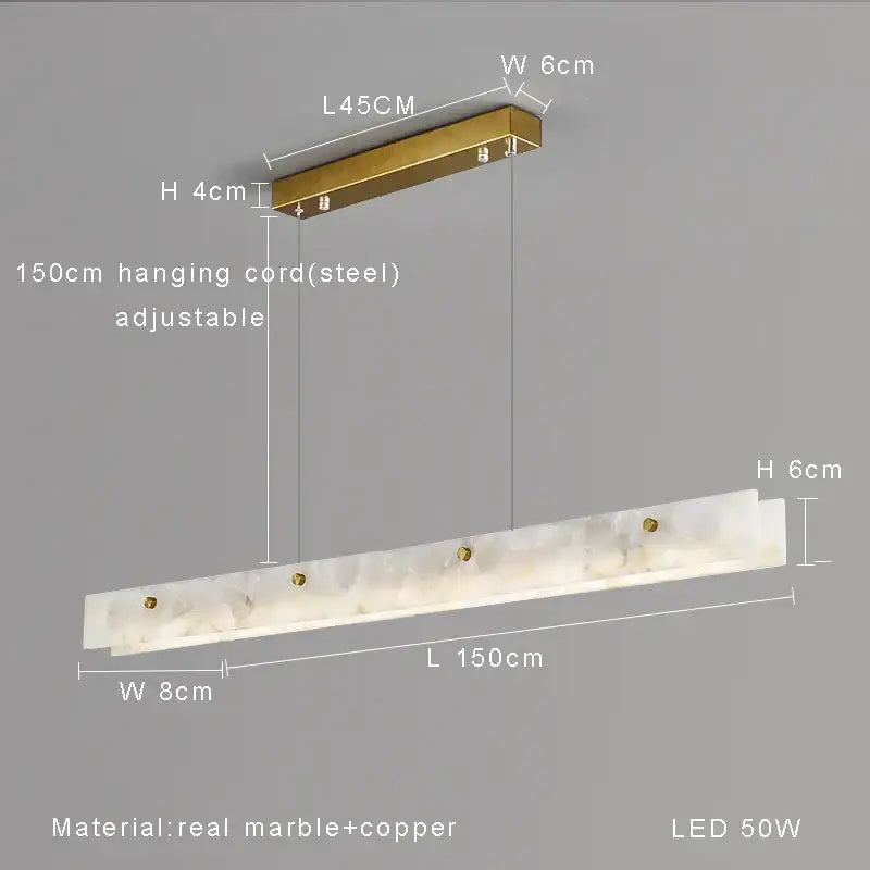 DecorBites black marble pendant chandelier with sleek white marble body gold copper accents and adjustable steel cord