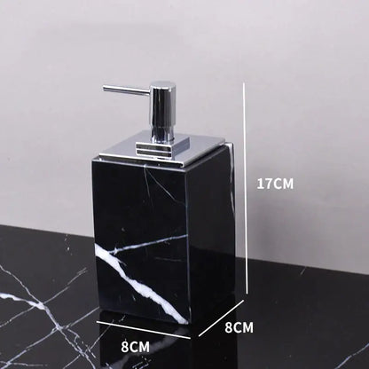 Black marquina soap dispenser with sleek chrome pump from decorbites black marquina bathroom set