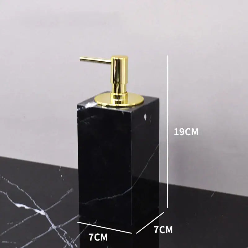 Decorbites black marquina black marble soap dispenser with gold-tone pump in bathroom set for elegant sink use