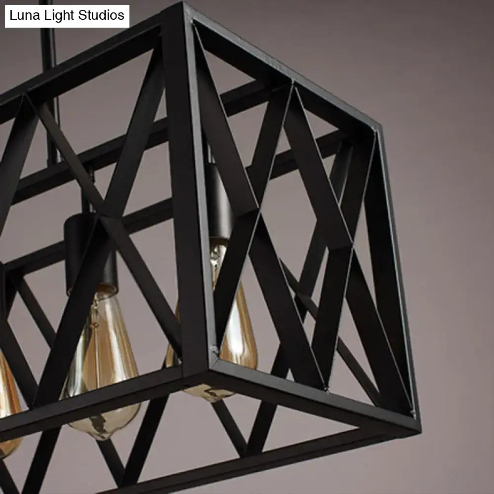 DecorBites™ black metal suspension pendant light with exposed filament bulbs for dining room and warehouse use